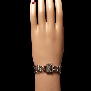 Silver-Tone Art Deco Style Box-Clasp Bracelet